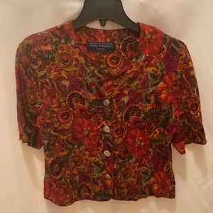 Vtg 90s cropped button shirt, Sz M?